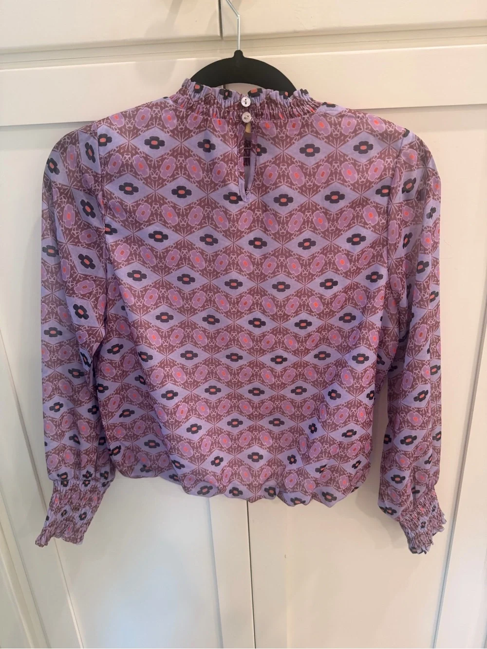Pleat Lavender Floral Smocked-Neck Blouse for girls! Size 12! NWT!